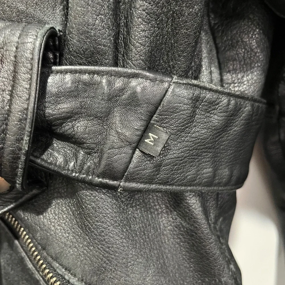 Wilsons Leather Experts Black Leather Thinsulate Hooded Belted Jacket Mens M